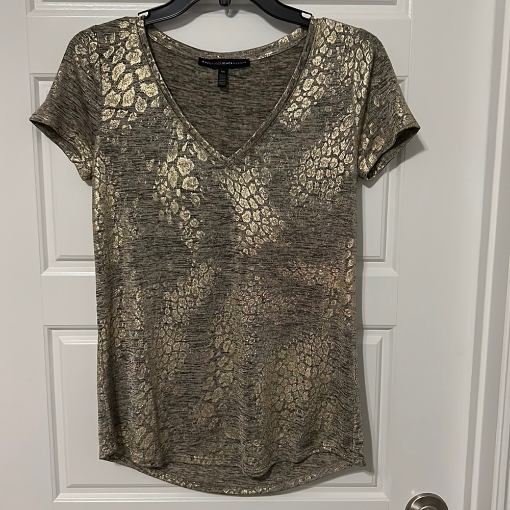 WHBM Metallic Vneck T-shirt